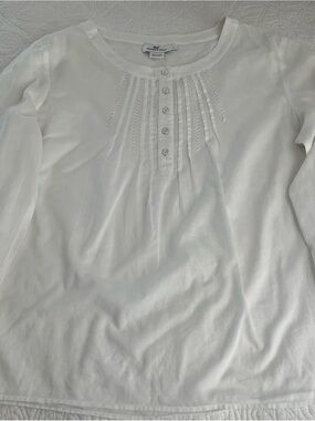 Vineyard Vines White Pintuck Button Front Blouse Size L